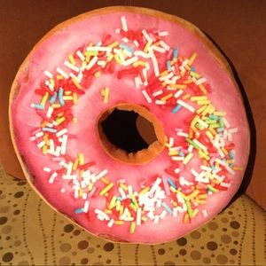 Pink Rainbow Sprinkles Donut Pillow